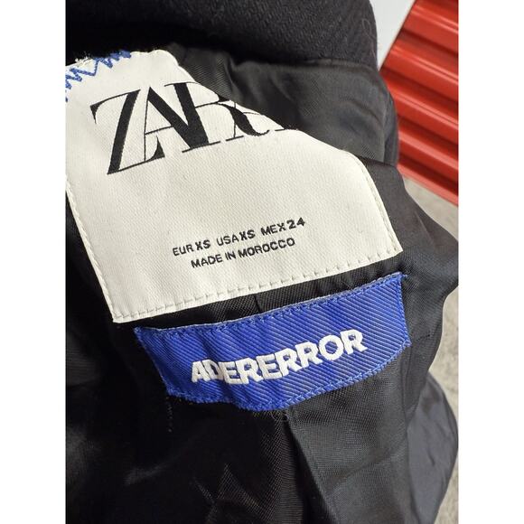 Zara x Ader Error Oversize Wool Blend Coat Black XS Unisex Rare Collab - Picture 14 of 16
